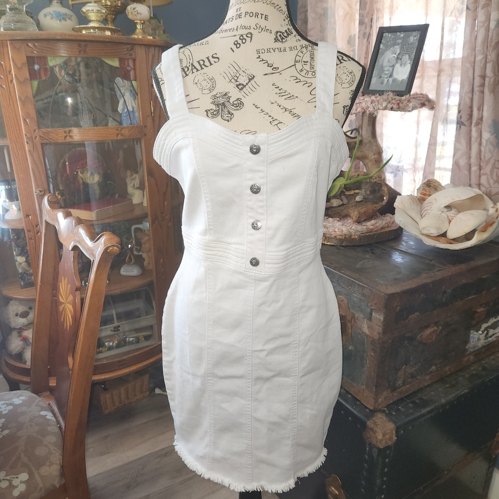 VENUS White Button-Front Mini Dress